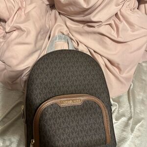 Michael Kors Dark Brown Logo Backpack